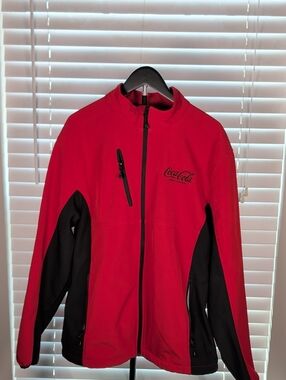 Coca Cola Clique Red Black Softshell Full Zip Jacket Men's Large